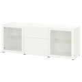 IKEA BESTÅ БЕСТО Комбинация для хранения с ящиками, белый Lappviken / Sindvik белый прозрачное стекло, 180x42x65 см 09325108 093.251.08