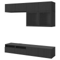 IKEA BESTÅ БЕСТО Комбинация для ТВ / стеклянные двери, черно-коричневый / Lappviken черно-коричневое прозрачное стекло, 240x42x231 см 99412158 | 994.121.58