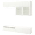 IKEA BESTÅ БЕСТО Комбинация для ТВ / стеклянные двери, белый / Lappviken белое стекло прозрачное, 240x42x231 см 49412165 494.121.65