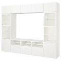 IKEA BESTÅ БЕСТО Комбинация для ТВ / стеклянные двери, белый / Lappviken белое стекло прозрачное, 300x42x231 см 59411009 | 594.110.09