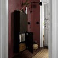 IKEA BESTÅ БЕСТО Навесной шкаф с 2 дверями, черно-коричневый Hedeviken / темно-коричневая морилка дубовый шпон, 60x22x128 см 09421968 094.219.68