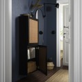 IKEA BESTÅ БЕСТО Навесной шкаф с 2 дверями, черно-коричневый Studsviken / темно-коричневый плетеный тополь, 60x22x128 см 79421979 794.219.79