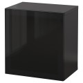 IKEA BESTÅ БЕСТО Комбинация настенных шкафов, черно-коричневый / Glassvik стекло, 60x42x64 см 49441083 | 494.410.83