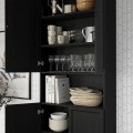 IKEA BILLY / OXBERG Стеллаж с дверями / надставкой, черная имитация дуб, 80x30x237 см 49483370 494.833.70