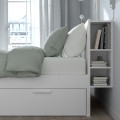 IKEA BRIMNES БРИМНЭС Кровать двуспальная с ящиками, Изголовье кровати, белый / Линдбаден, 160x200 см 09494889 094.948.89