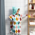 IKEA BUSENKEL Полотенце-пончо с капюшоном, узор арлекин / разноцветный, 70х55 см 30520424 305.204.24