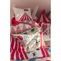 IKEA BUSENKEL Пододеяльник и наволочка, узор цирк красный / белый, 150x200/50x60 см 60517825 605.178.25