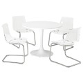 IKEA DOCKSTA ДОКСТА / TOBIAS ТОБИАС Стол и 4 стула, белый / прозрачный хром, 103 см 49483431 494.834.31