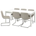 IKEA EKEDALEN / LUSTEBO Стол и 6 стульев, белый хром / Viarp бежевый / коричневый, 180/240 см 39523507 | 395.235.07