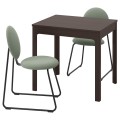 IKEA EKEDALEN / MÅNHULT Стол и 2 стула, темно-коричневый / Hakebo серо-зеленый, 80/120 см 69505917 695.059.17