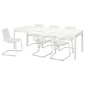 IKEA EKEDALEN ЭКЕДАЛЕНН / TOBIAS ТОБИАС Стол и 6 стульев, белый / прозрачный хром, 180/240 cм 59482921 | 594.829.21