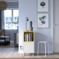 IKEA EKET Комбинация шкафов с ножками, белый бледно-желтый/дерево, 35x35x80 см 29521716 295.217.16