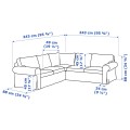 IKEA EKTORP 4-местный угловой диван, Hakebo темно-серый 09508985 095.089.85