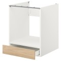 IKEA ENHET ЭНХЕТ Напольный шкаф для духовки с ящиком, белый / имитация дуба, 60x62x75 см 59320919 | 593.209.19
