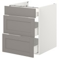 IKEA ENHET ЭНХЕТ Напольный шкаф с 3 ящиками, белый / серая рамка, 60x62x75 см 19320983 193.209.83