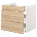 IKEA ENHET ЭНХЕТ Напольный шкаф с 3 ящиками, белый / имитация дуба, 80x62x75 см 79320923 | 793.209.23