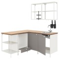 IKEA ENHET ЭНХЕТ Кухня угловая, белый / серая рамка 89485560 | 894.855.60