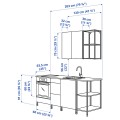 IKEA ENHET ЭНХЕТ Кухня, белый / серая рамка, 203x63.5x222 см 69337405 | 693.374.05