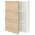 IKEA ENHET ЭНХЕТ Навесной шкаф с 2 полками / дверцами, белый / имитация дуба, 60x17x75 см 49323664 493.236.64