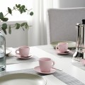 IKEA FÄRGKLAR ФЭРГКЛАР Чашка с блюдцем, Матовый / светло-розовый, 7 сл 00478186 004.781.86