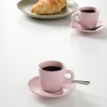 IKEA FÄRGKLAR ФЭРГКЛАР Чашка с блюдцем, Матовый / светло-розовый, 7 сл 00478186 004.781.86