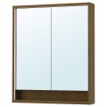 IKEA FAXÄLVEN Зеркальный шкаф со встроенной подсветкой, коричневая имитация дуб, 80x15x95 см 69516708 695.167.08