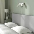 IKEA GLADSTAD ГЛАДСТАД Кровать двуспальная с обивкой, 4 контейнера для постели, Kabusa светло-серый, 160x200 см 59407012 594.070.12