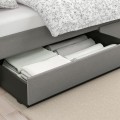 IKEA HAUGA ХАУГА Кровать двуспальная с обивкой, 4 контейнера для постели, Vissle серый, 140x200 см 19336597 193.365.97