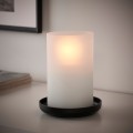 IKEA HEDERVÄRD Фонарь для свечи, стекло матовое / черный, 22 см 00510619 005.106.19