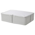 IKEA HEMMAFIXARE ХЕММАФИКСАРЕ Контейнер для одежды / постели, ткань в полоски / белый / серый, 69x51x19 см 70503917 705.039.17