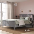 IKEA HEMNES Кровать с матрасом, серая морилка / Valevåg средней жесткости, 160x200 см 09543248 095.432.48