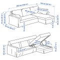 IKEA HYLTARP 3-х местный диван с козеткой, правосторонний, Gransel натуральный 19495826 | 194.958.26