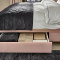 IKEA IDANÄS ИДАНЭС Кровать двуспальная с обивкой с ящиками, Gunnared бледно-розовый, 160x200 см 60447173 604.471.73