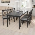 IKEA INGATORP ИНГАТОРП / INGOLF ИНГОЛЬФ Стол и 6 стульев, черный / коричнево-черный, 155/215 см 49296887 492.968.87