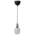 IKEA JÄLLBY / MOLNART Подвесной светильник с лампочкой, Никелированное/трубчатое белое/прозрачное стекло, 1,4 m 59494561 | 594.945.61