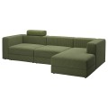 IKEA JÄTTEBO 4-местный модульный диван с козеткой, правосторонний с изголовьем / Samsala тёмный жёлто-зелёный 59510900 | 595.109.00