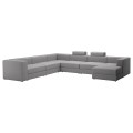 IKEA JÄTTEBO П-образный диван, 7-местный, с кушеткой, правая с изголовьем / Tonerud серый 59510617 595.106.17