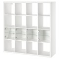 IKEA KALLAX Стеллаж с 4 вставками, белый / стекло, 147x147 см 09573198 095.731.98