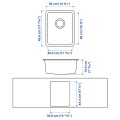 IKEA KILSVIKEN КИЛСВИКЕН Врезная мойка, 1 одинарная, черный композит кварцевый, 36x46 cм 60444933 | 604.449.33