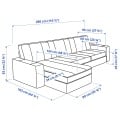 IKEA KIVIK КИВИК 3-местный диван с козеткой, Kelinge серо-бирюзовый 39443054 394.430.54