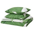 IKEA KUNGSCISSUS Пододеяльник и 2 наволочки, белый / зеленый, 200x200/50x60 см 90565004 905.650.04