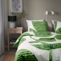 IKEA KUNGSCISSUS Пододеяльник и наволочка, белый / зеленый, 150x200/50x60 см 40565049 405.650.49