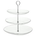 IKEA KVITTERA КВИТТЕРА Сервировочн подставка / 3 блюда, прозрачное стекло / нержавеющая сталь 90279842 902.798.42
