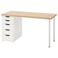 IKEA LAGKAPTEN ЛАГКАПТЕН / ALEX АЛЕКС Письменный стол, под беленый дуб / белый, 140x60 см 09432014 094.320.14
