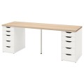 IKEA LAGKAPTEN ЛАГКАПТЕН / ALEX АЛЕКС Письменный стол, под беленый дуб / белый, 200x60 см 49417653 494.176.53
