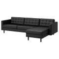 IKEA LANDSKRONA ЛАНДСКРУНА 4-местный диван с козеткой, Grann / Bomstad черный / дерево / черный 29444233 294.442.33
