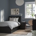 IKEA MALM МАЛЬМ Кровать односпальная с 2 ящиками, черно-коричневый / Lönset, 90x200 см 79032734 790.327.34