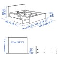 IKEA MALM МАЛЬМ Кровать двуспальная с 2 ящиками, дубовый шпон беленый / Lönset, 140x200 см 59176605 591.766.05