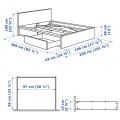 IKEA MALM МАЛЬМ Кровать двуспальная с 2 ящиками, дубовый шпон беленый / Lönset, 180x200 см 89176604 891.766.04
