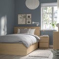 IKEA MALM МАЛЬМ Кровать односпальная с 2 ящиками, дубовый шпон беленый, 120x200 cм 59139825 591.398.25